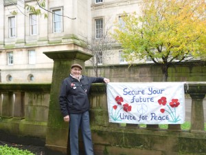 Gordon Nash with the "Secure Your Future" banner